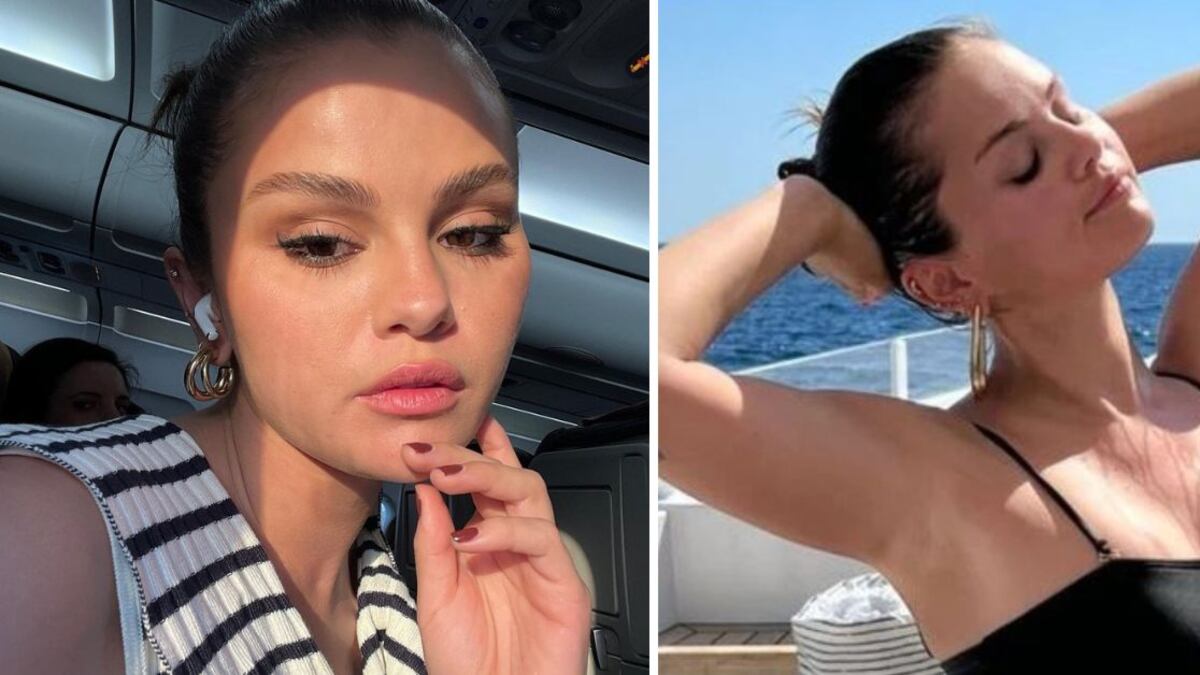 Selena Gómez causó furor en redes sociales al posar con un traje de baño negro corte  cut-out