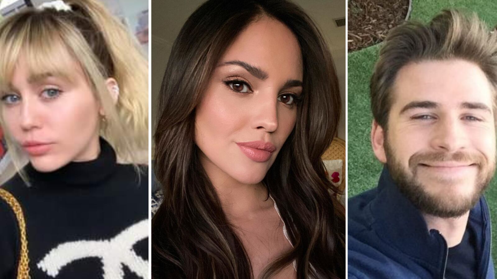 Miley Cyrus, Eiza González y Liam Hemsworth