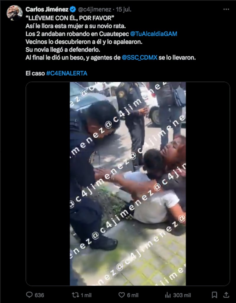 Publicacion del periodista Carlos Jiménez