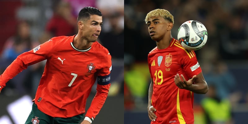 Cristiano Ronaldo y Lamine Yamal