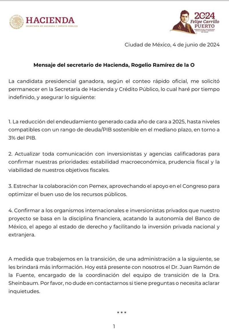 Rogelio Ramírez de la O seguirá frente a la SHCP en el Gobierno de Sheinbaum; revela criterios de política económica