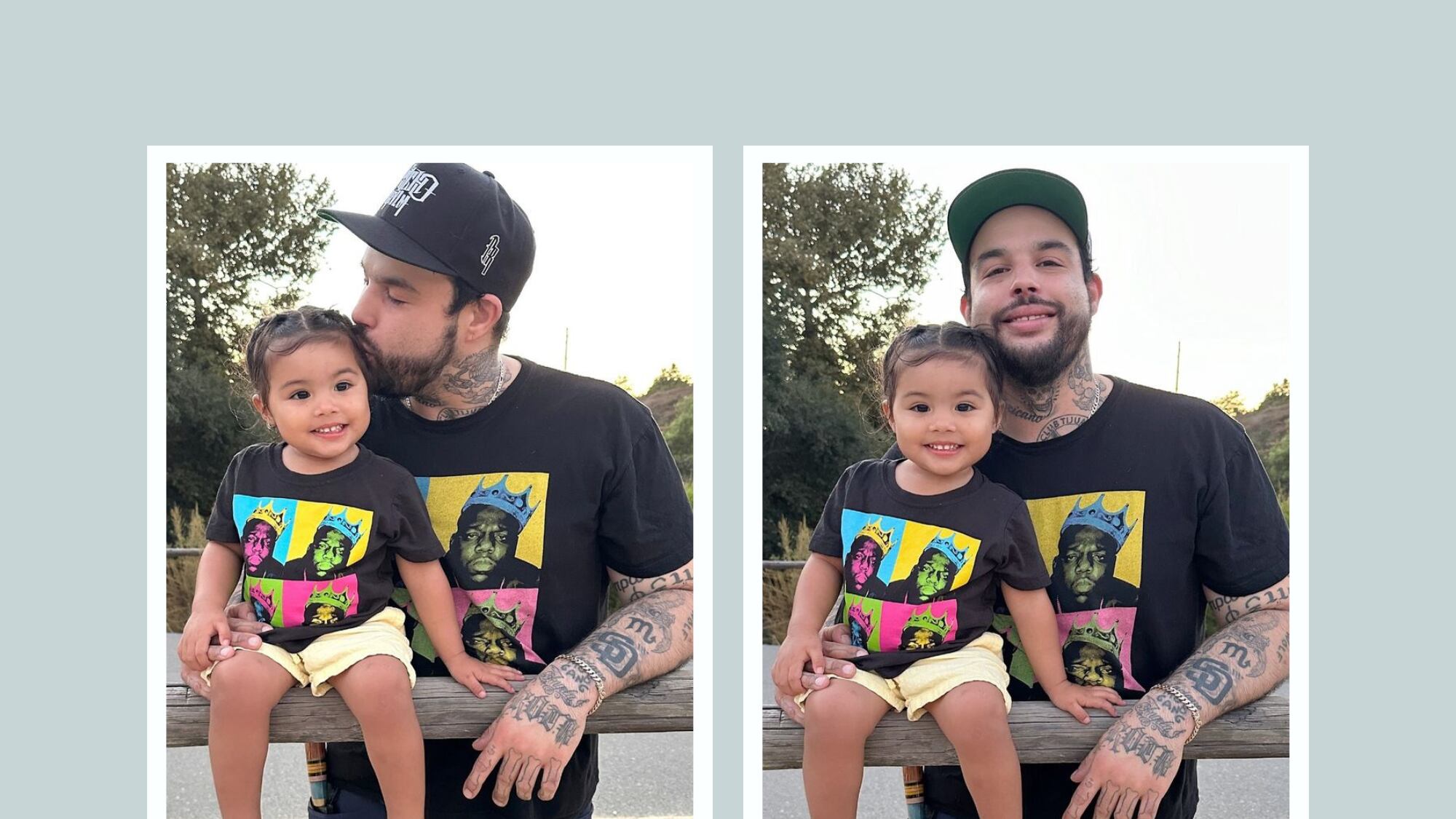 Emiliano Aguilar junto a su pequeña hija