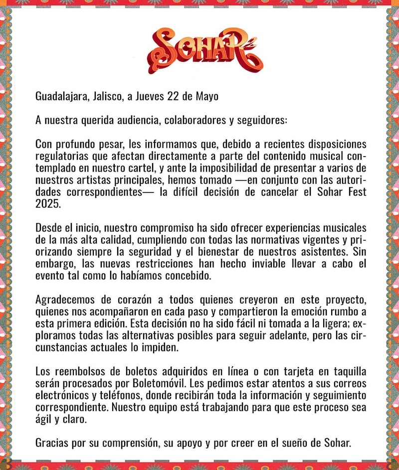 Los promotores envían comunicado