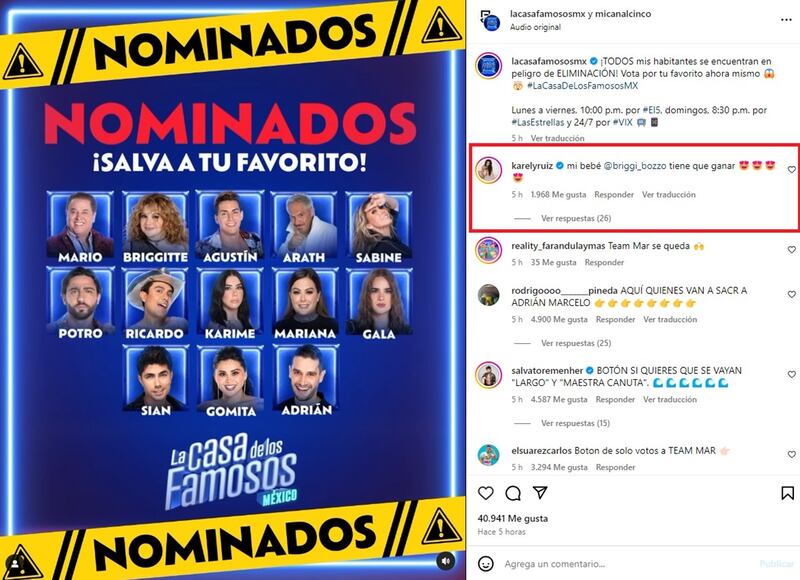Nominados apoyo de Karely Ruiz