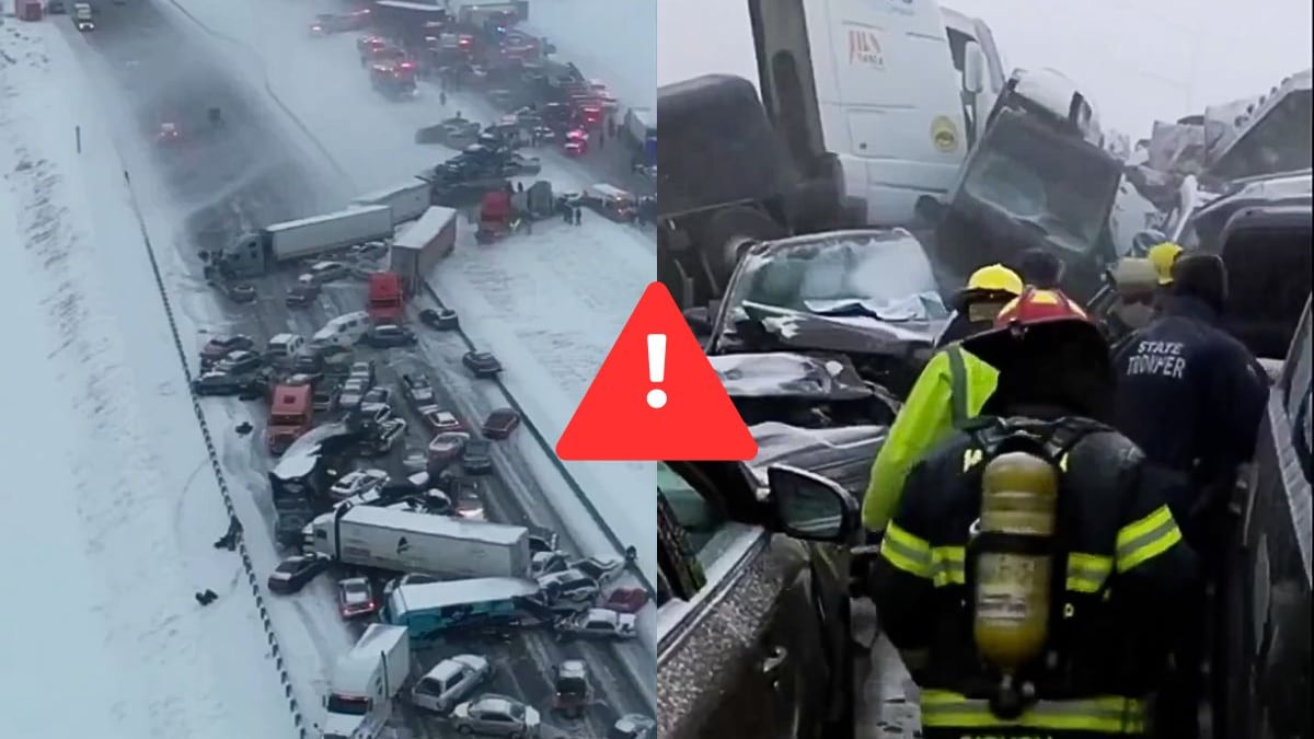 Video: Carretera congelada; Tormenta de nieve provoca choque masivo entre más de 40 vehículos en EE. UU.