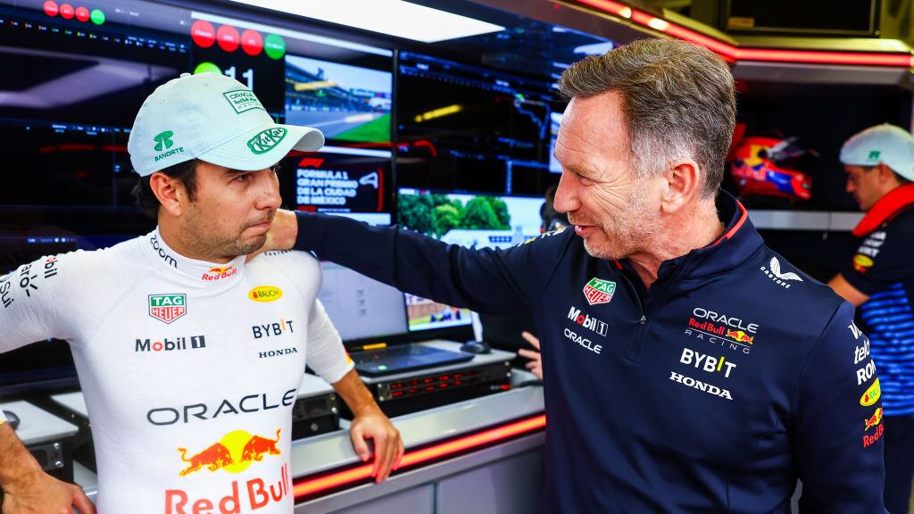 Christian Horner y Checo Pérez
