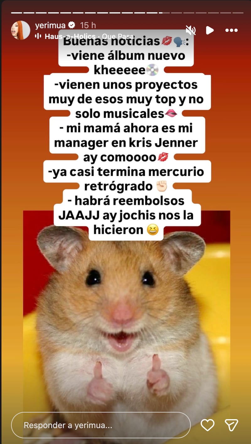 Historias de Yeri Mua en Instagram