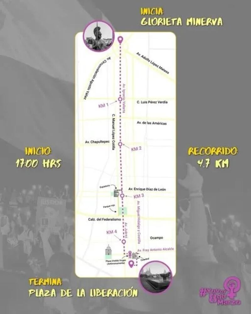 Recorrido de la marcha "YoVoy8M" en Guadalajara. ESPECIAL