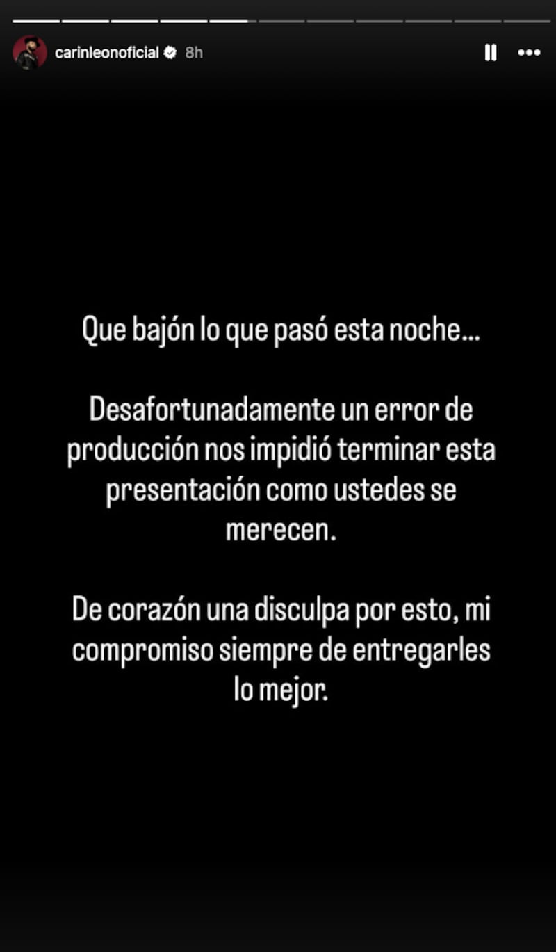 Historia de Carín León en Instagram