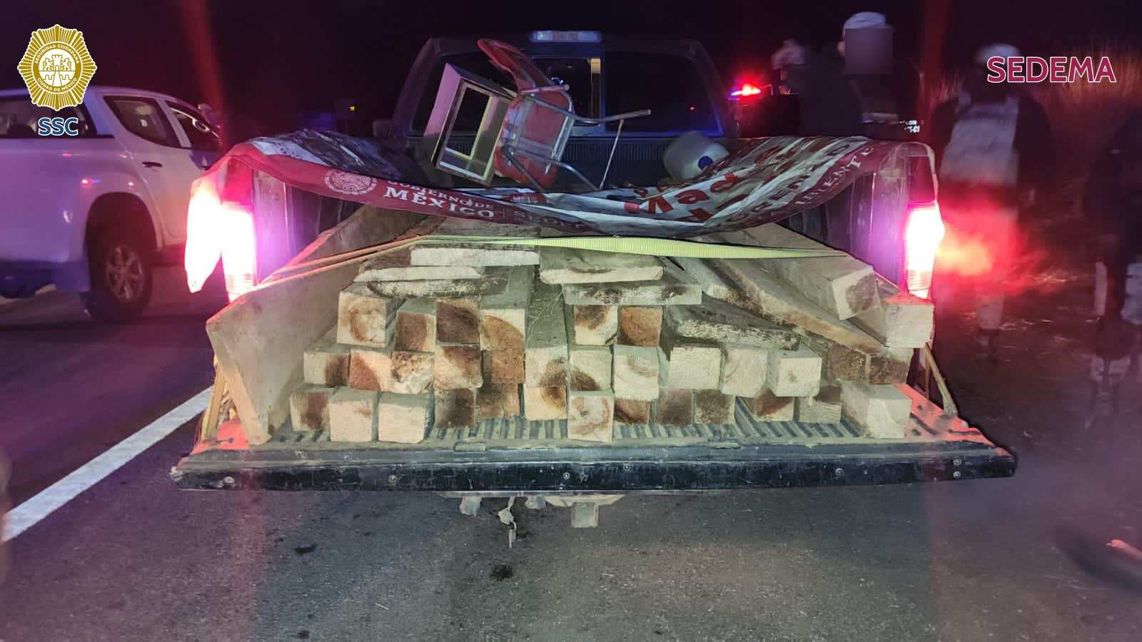 Detienen a hombre por transporte de madera ilegal en Tlalpan