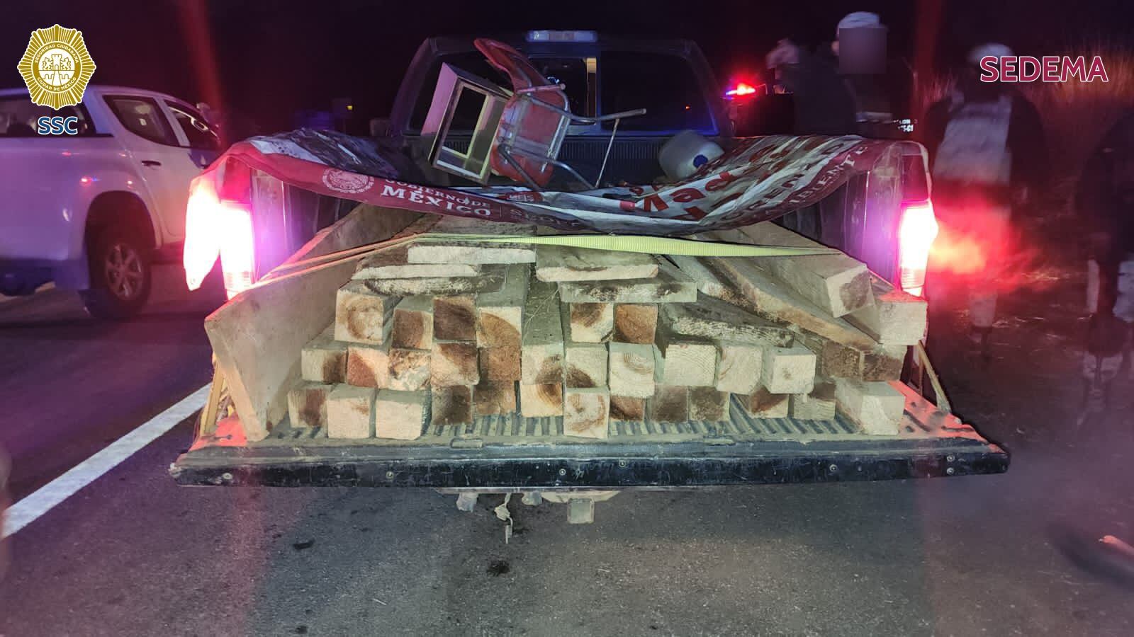 Detienen a hombre por transporte de madera ilegal en Tlalpan