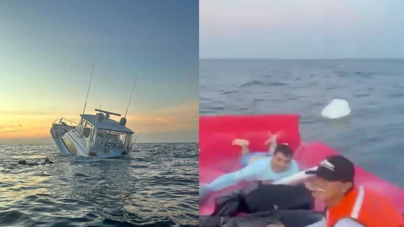 Rescatan a pasajeros de yate que se hundió en Yucatán