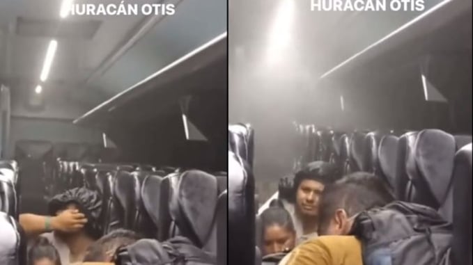 Huracán ‘Otis’ deja atrapados a pasajeros en un autobús