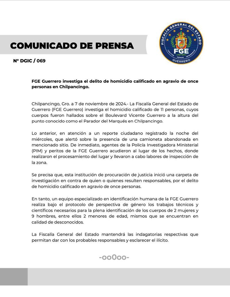 Autoridades confirmaron la identidad de dos mujeres, siete hombres y dos menores de edad en la camioneta hallada en Chilpancingo.