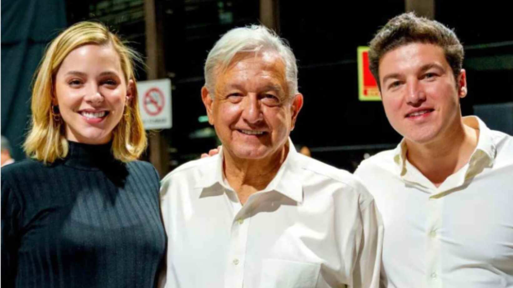 El gobernador de Nuevo León, Samuel García Sepúlveda y Mariana Rodríguez con el presidente Andrés Manuel López Obrador.