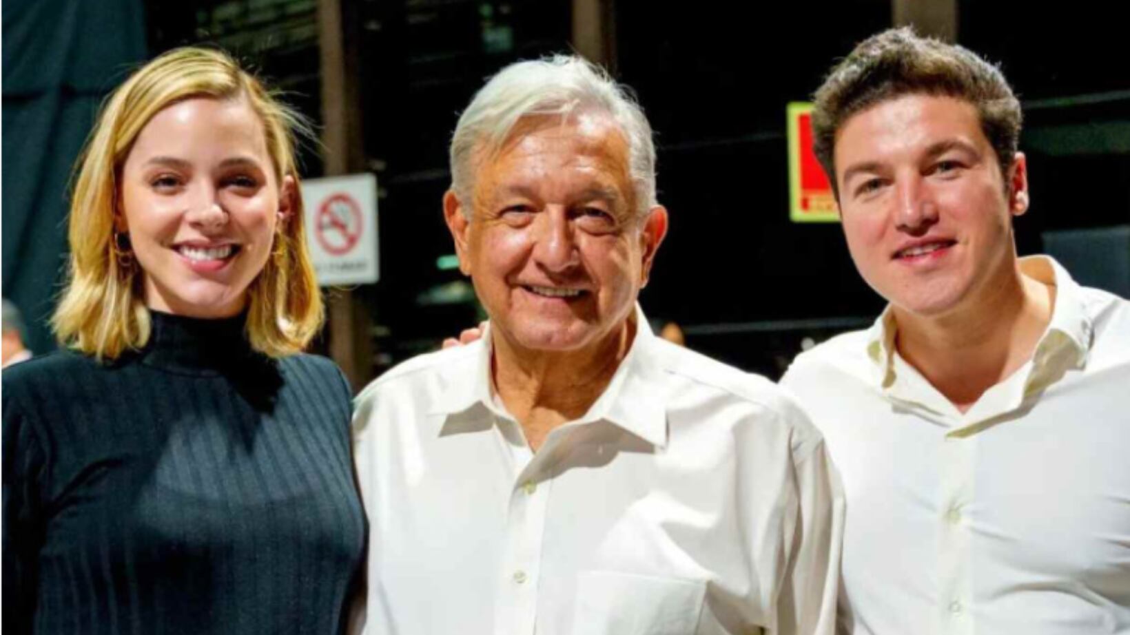 El gobernador de Nuevo León, Samuel García Sepúlveda y Mariana Rodríguez con el presidente Andrés Manuel López Obrador.