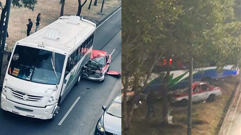 Choque calzada Ignacio Zaragoza entre taxi y autobús