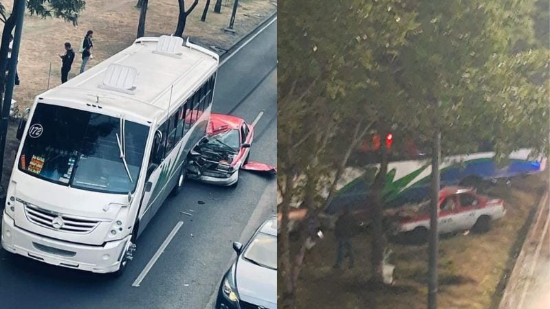 Choque calzada Ignacio Zaragoza entre taxi y autobús