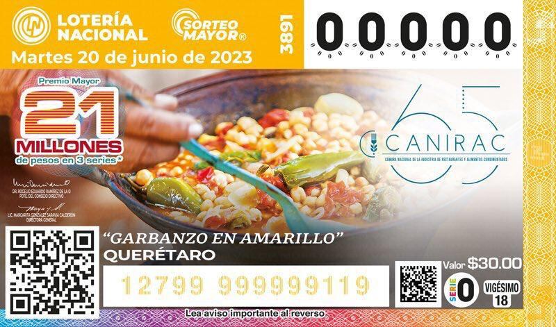 Billete del Sorteo Mayor No. 3891
