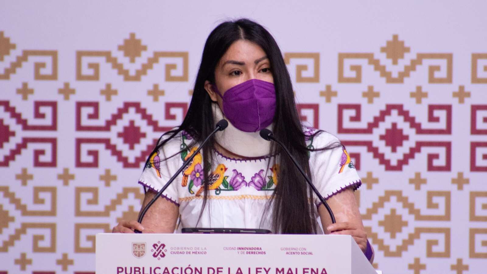 María Elena Ríos, activista impulsora de la Ley Malena, quien fue víctima de un ataque con ácido en 2019.