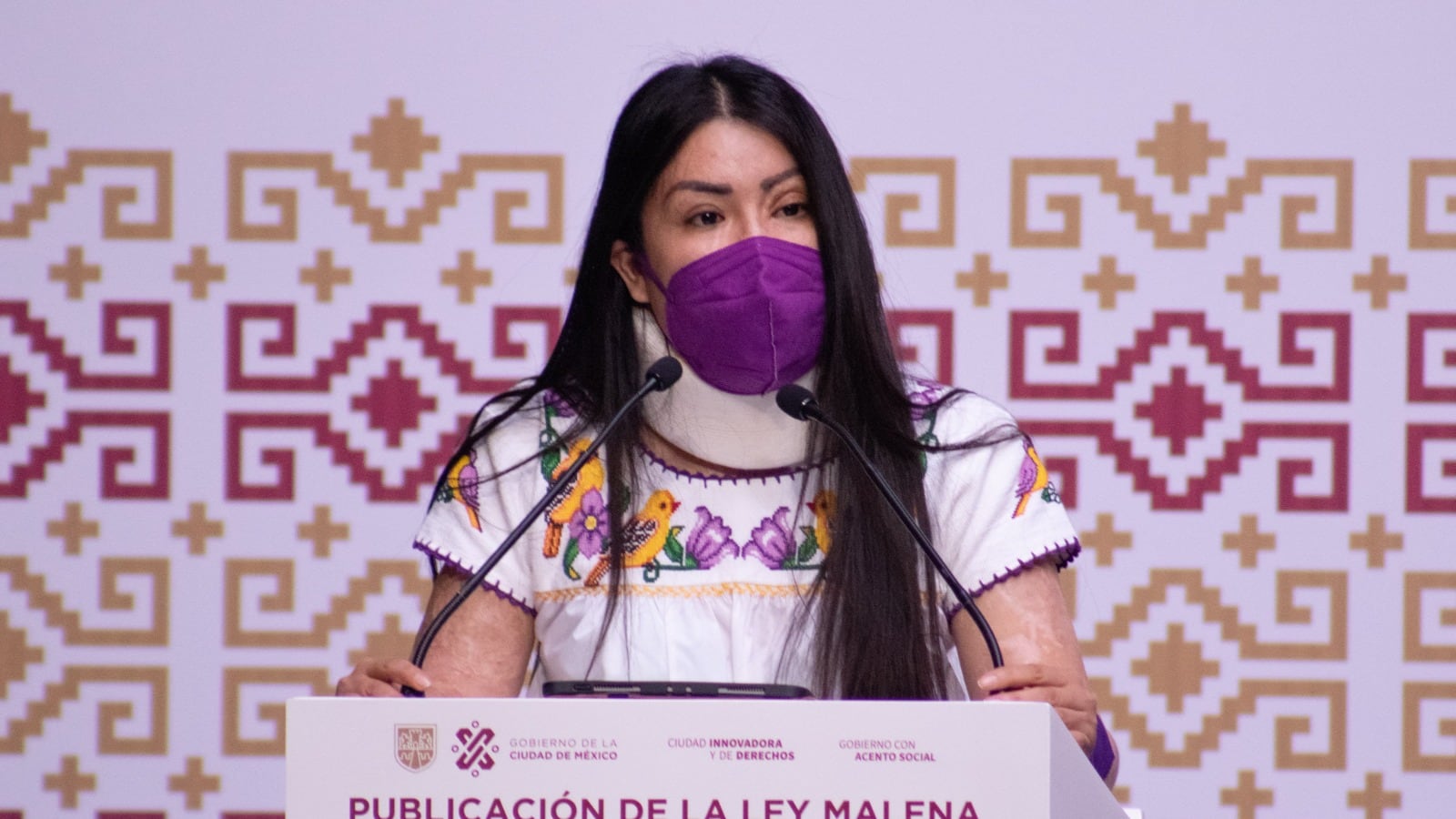 María Elena Ríos, activista impulsora de la Ley Malena, quien fue víctima de un ataque con ácido en 2019.