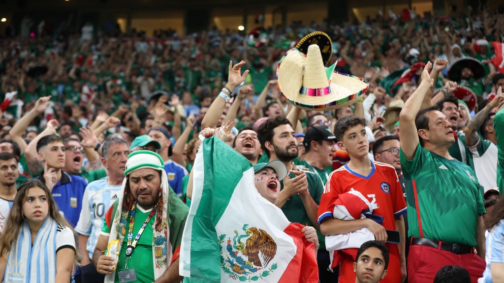 Afición tricolor en el juego entre Argentina y Mexico.