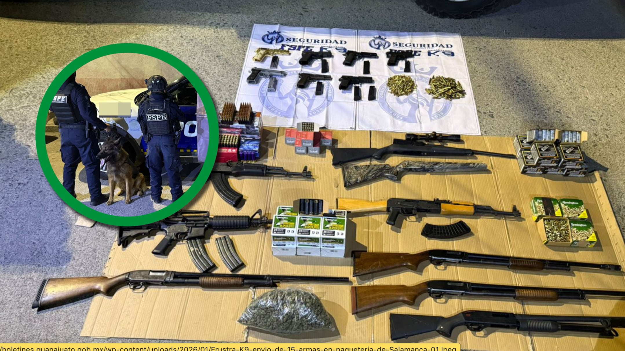 Frustran envío de arsenal oculto en paquetería en Salamanca, Guanajuato