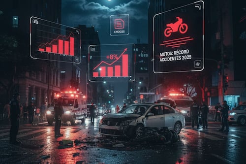 Fin de año peligroso: Choques crecen 8% y las motos rompen récord de accidentes en 2025
