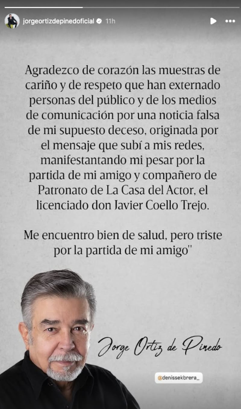 Historia de Jorge Ortiz de Pinedo en Instagram