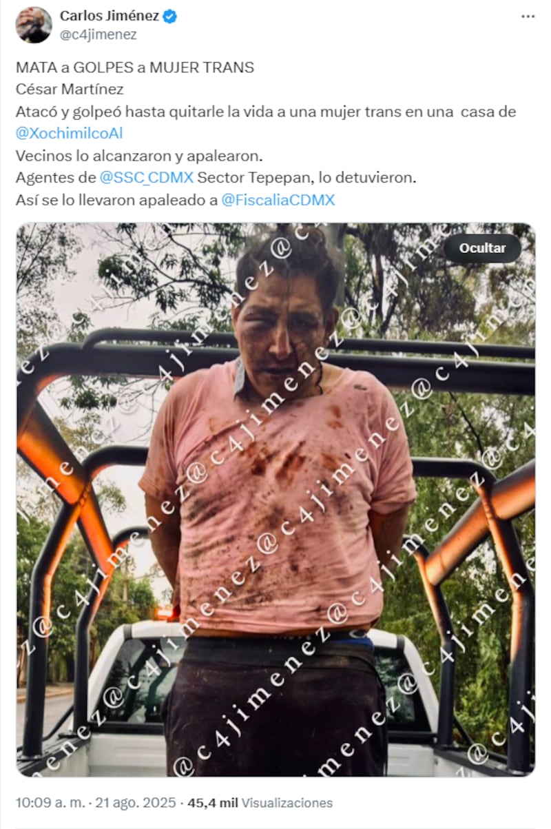 Publicación del periodista Carlos Jiménez en X