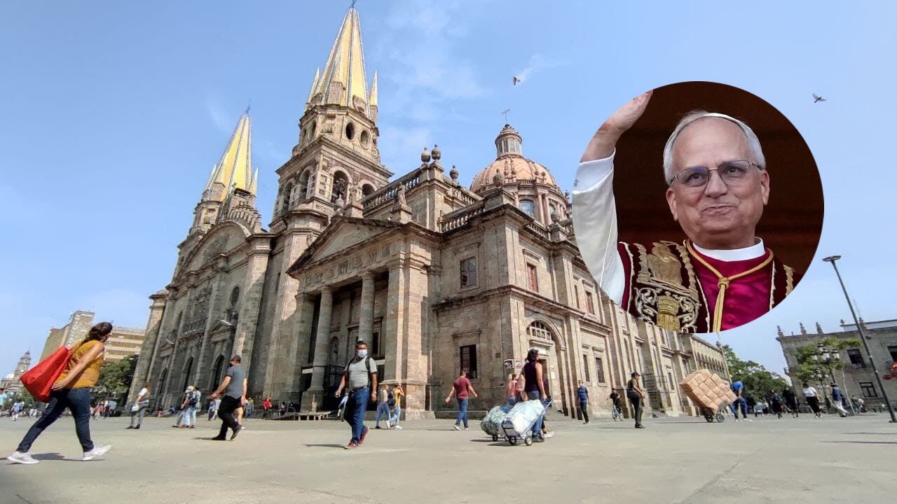 Las campanas de la catedral de la Perla Tapatía replicaron al difundirse la fumata blanca de la chimenea de la Capilla Sixtina del Vaticano. ESPECIAL/ GOBIERNO DE GUADALAJARA/ GETTY IMAGES