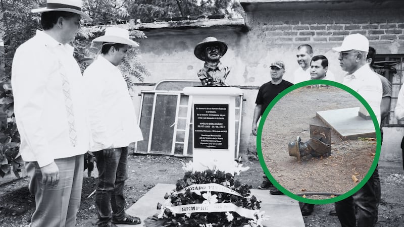 Vandalizan busto del exlíder de autodefensas Hipólito Mora, erigido por Carlos Manzo