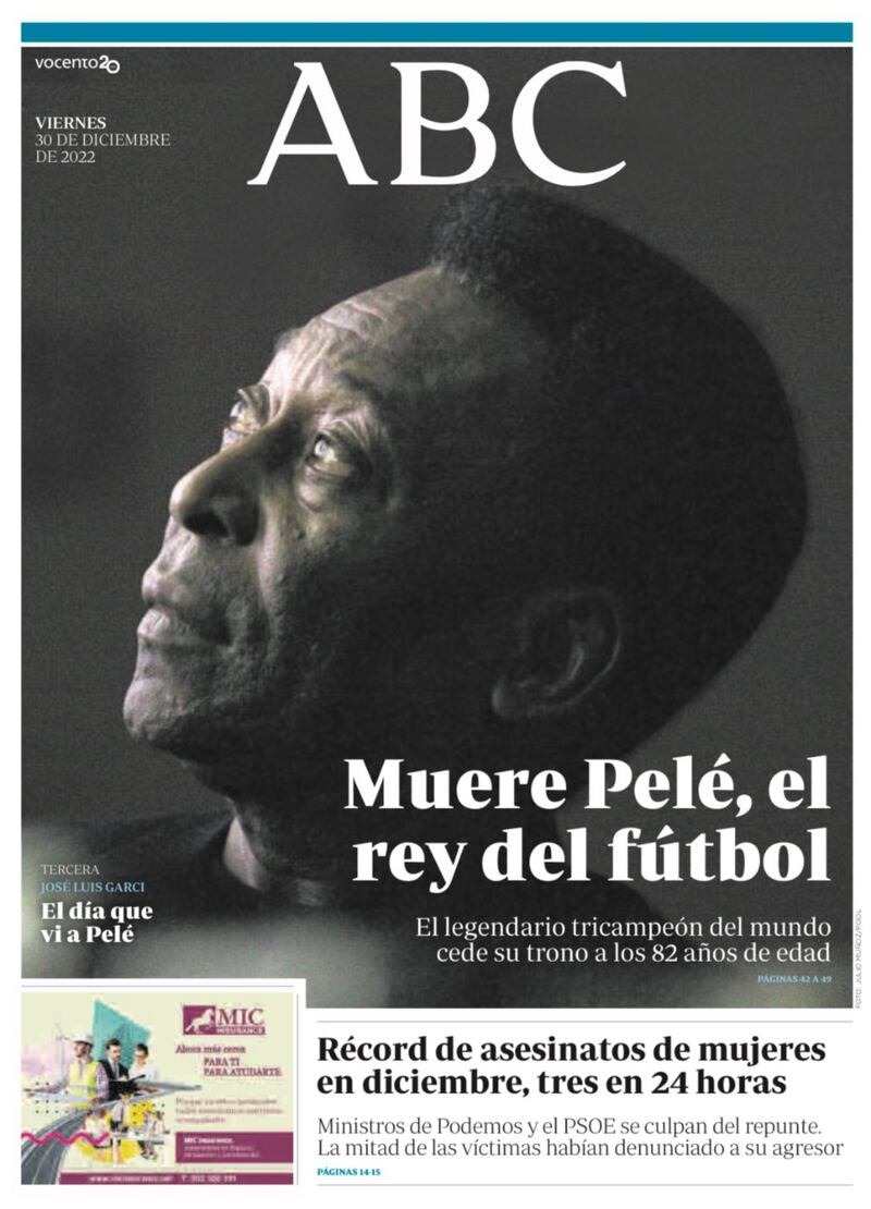 Portadas - muerte de pelé