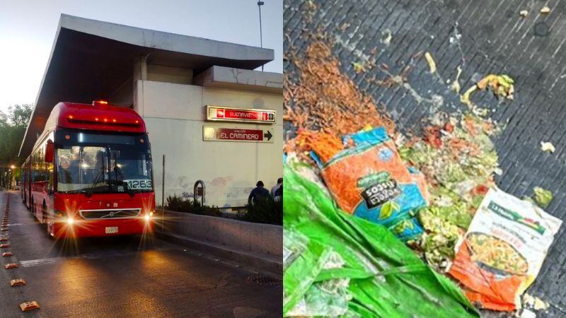 Pasajero del Metrobús acusa a chofer por aplastar su despensa de la semana