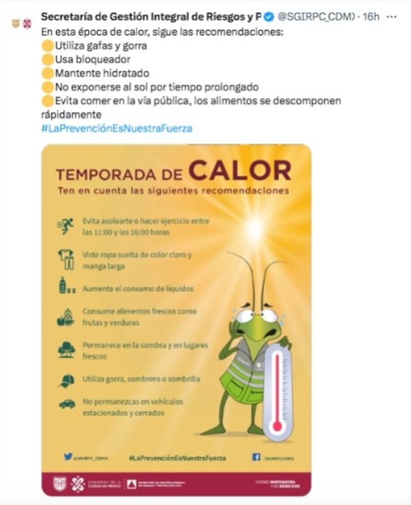 Recomendaciones por altas temperaturas en CDMX