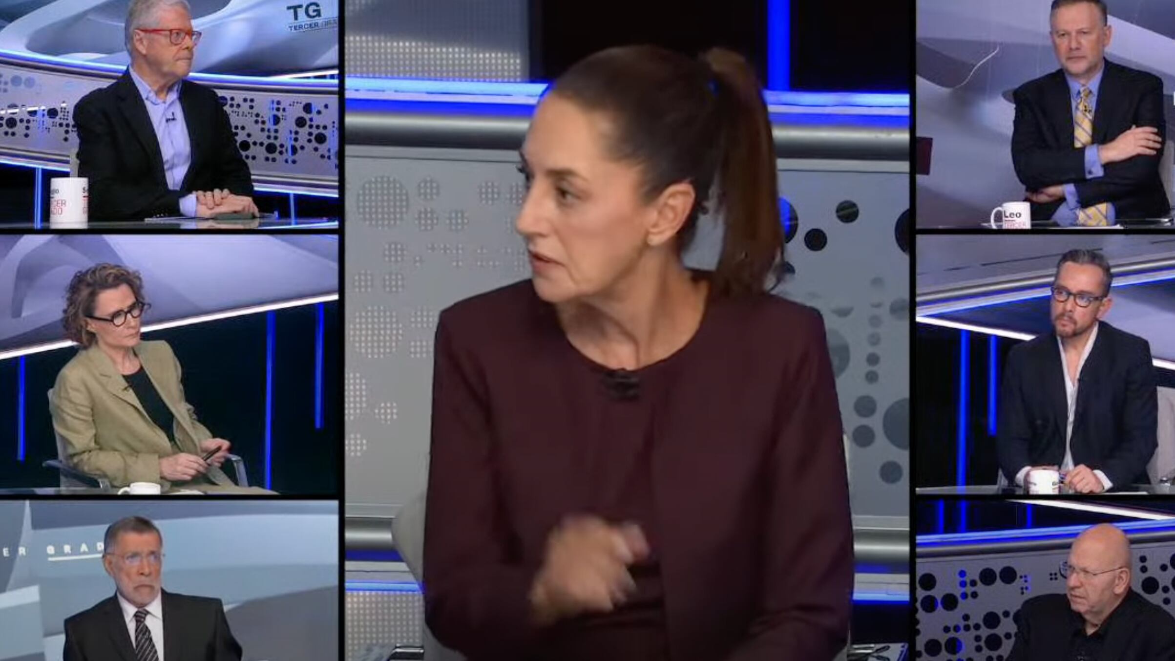 En el debate de Tercer Grado, Sheinbaum respondió a las preguntas de los periodistas.