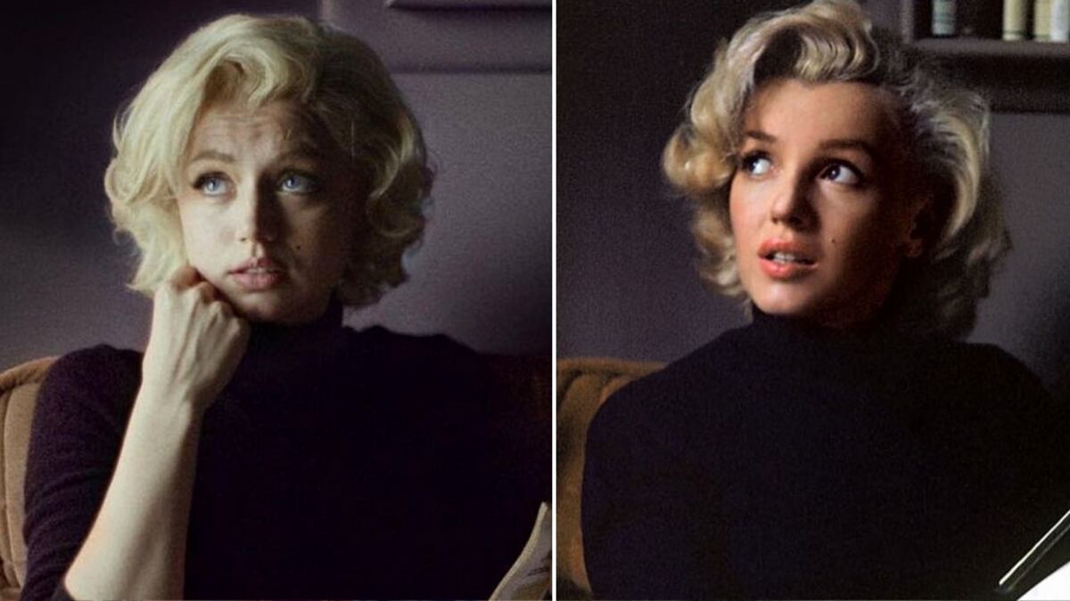 Ana de Armas en 'Blonde' y Marilyn Monroe en una foto tomada en 1953