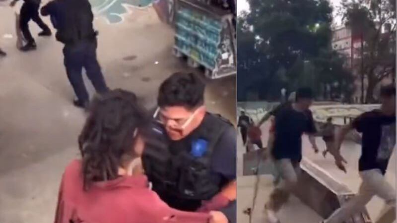 Policías se pelean con patinadores skaters en Parque Lira