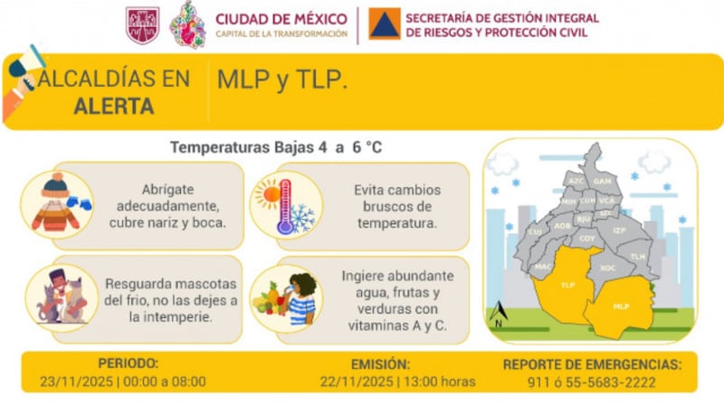 Alerta Amarilla bajas temperatura
