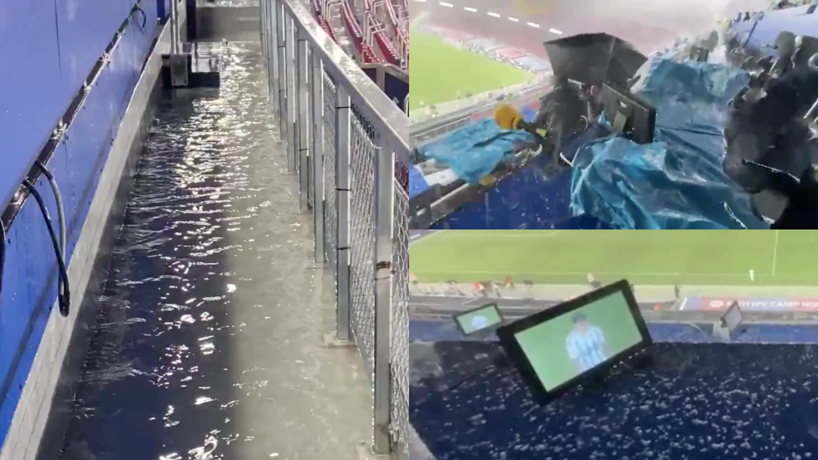 Zona de prensa del Camp Nou resultó afectada.