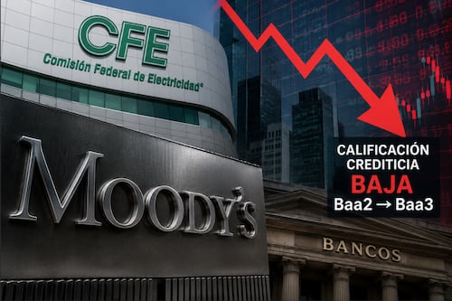 Moody’s recorta nota de CFE y bancos mexicanos; alerta por riesgos fiscales y deuda