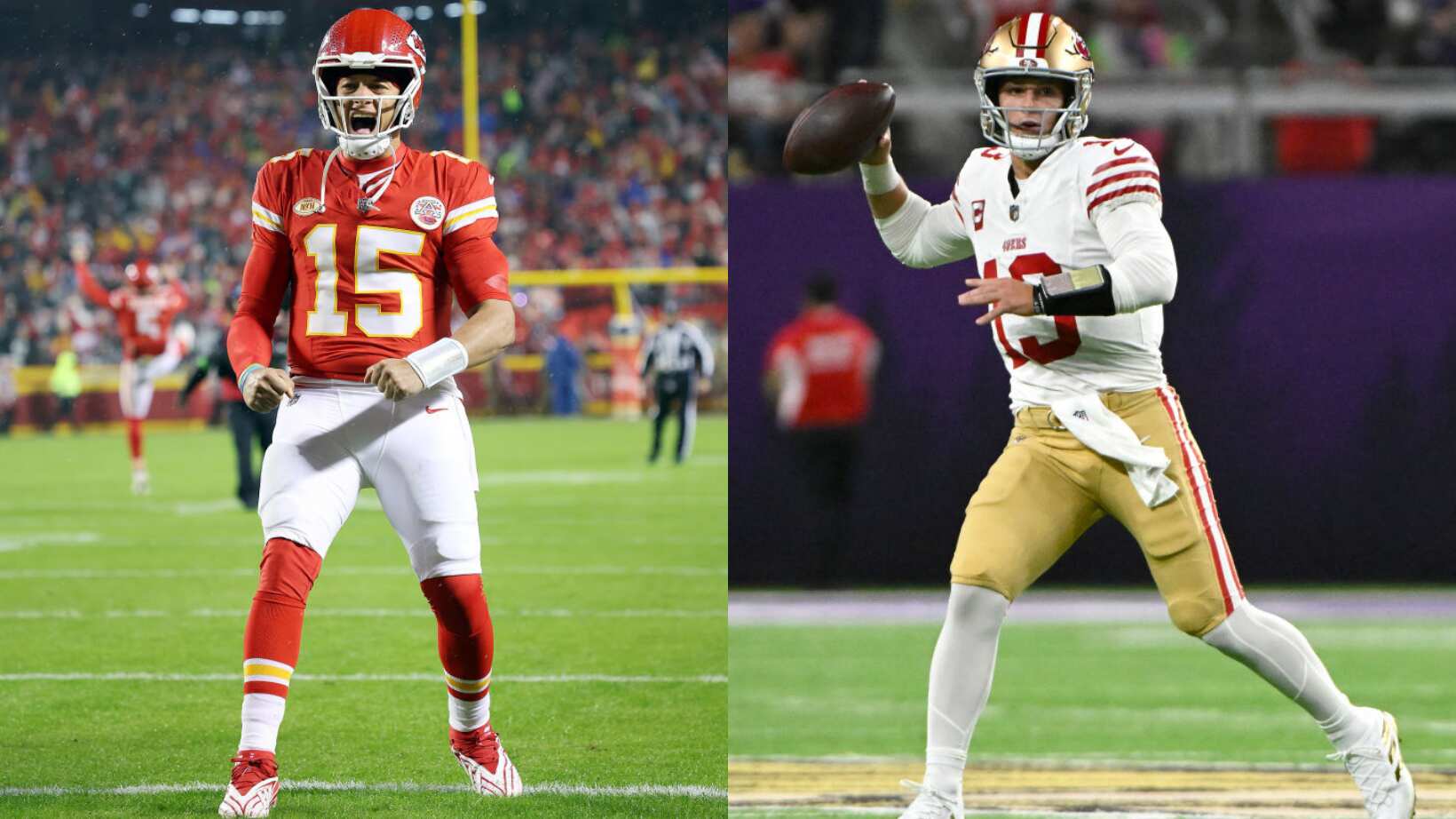 Patrick Mahomes y Brock Purdy liderarán la ofensiva de Chiefs y 49ers respectivamente.