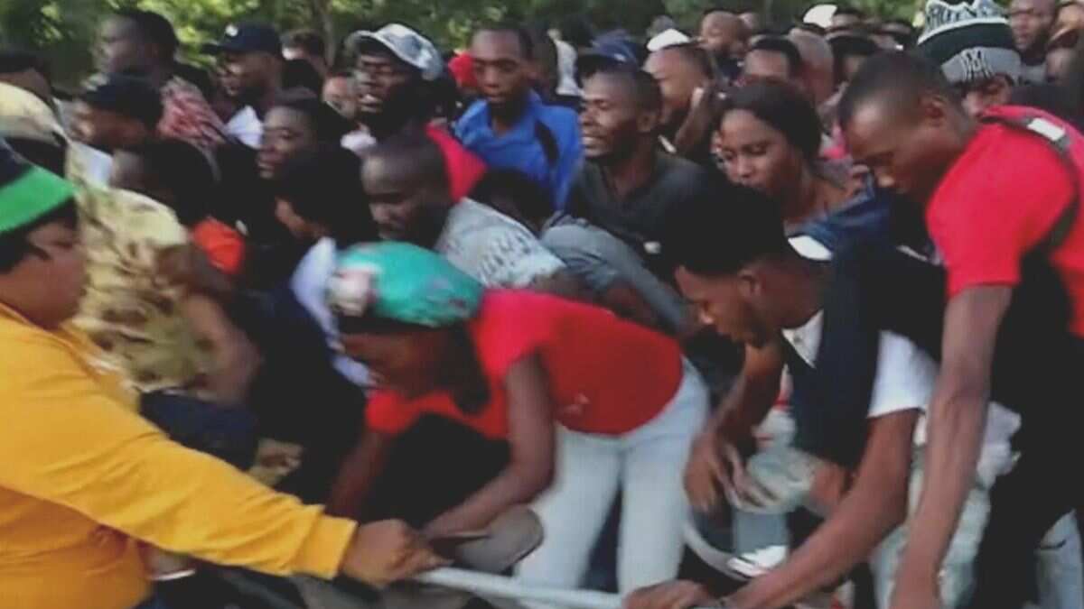 Esttampida de migrantes haitianos en Chiapas.