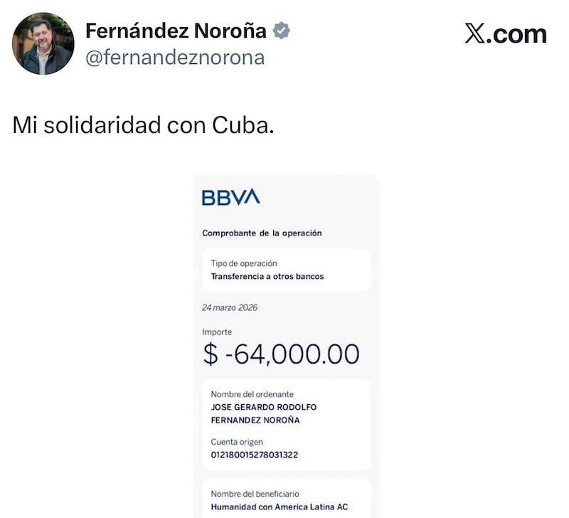 Fernández Noroña, donación a Cuba