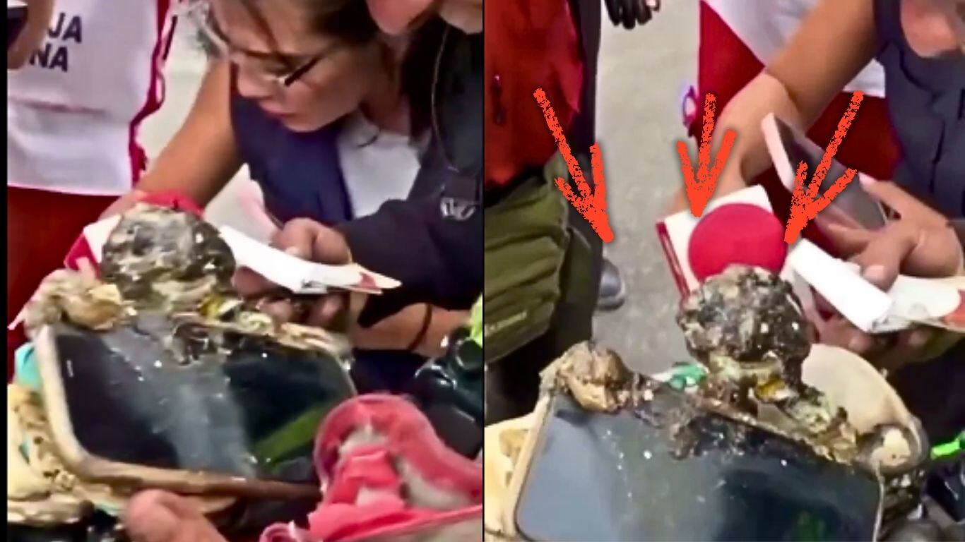 Celular chamuscado tras explosión en Iztapalapa
