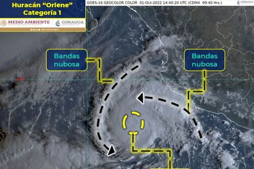 Orlene se convierte en Huracán categoría 1; provocará lluvias intensas en 7 estados