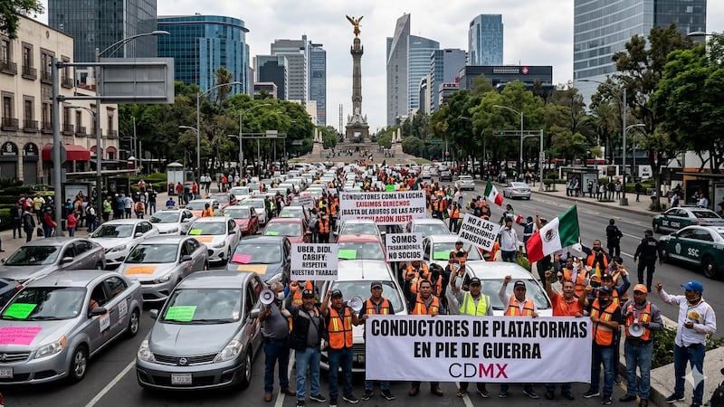 Conductores de apps marchan en CDMX contra plataforma; prevén bloqueos en Reforma y Polanco