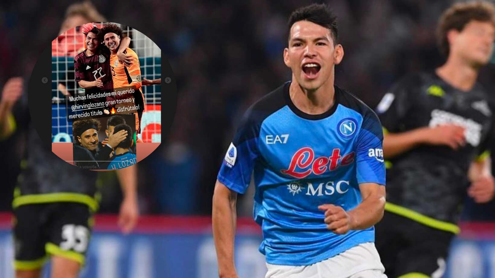 Guillermo Ochoa fue de los primeros en felicitar a Hirving Lozano por el título de la Serie A.