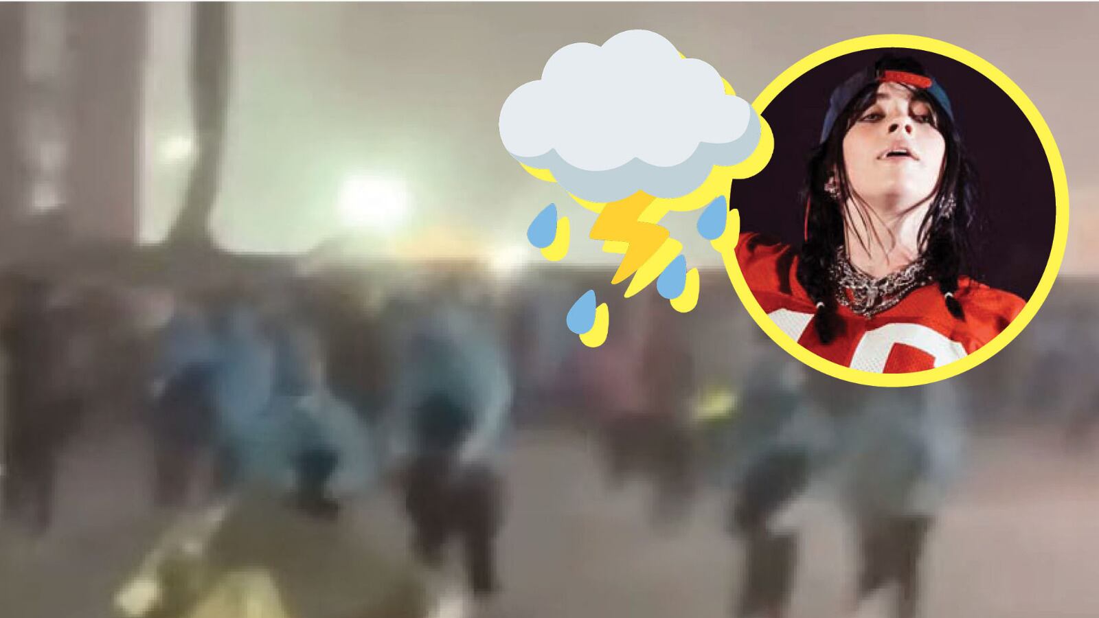 Una fuerte tormenta agarró de imprevisto a los miles de fans que esperan a la artista.