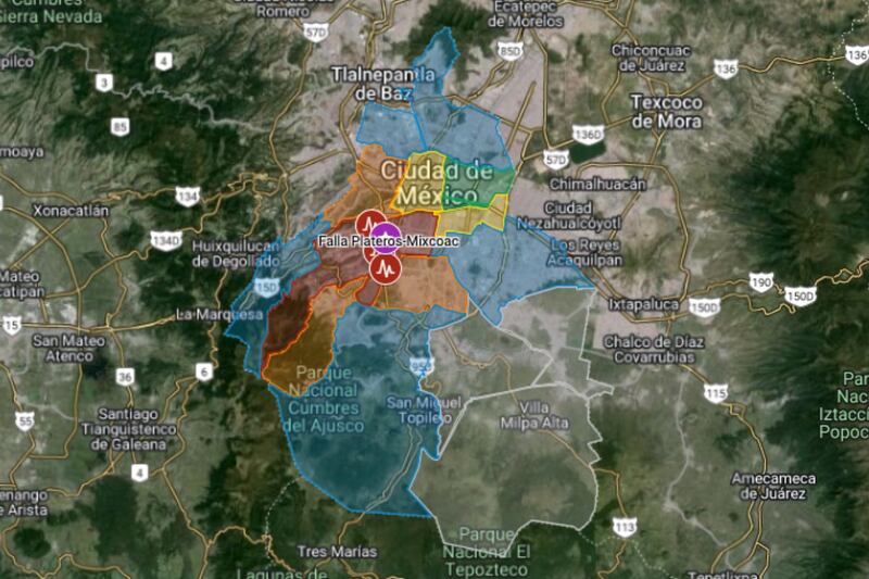 Mapa falla Plateros-Mixcoac: Alcaldías con mayor riesgo de sismo